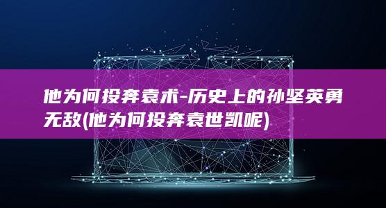 他为何投奔袁术-历史上的孙坚英勇无敌 (他为何投奔袁世凯呢)(图1)