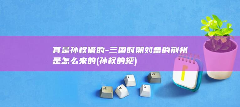 真是孙权借的-三国时期刘备的荆州是怎么来的 (孙权的梗)(图1)