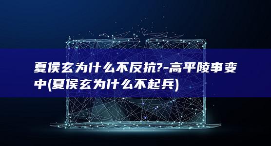 夏侯玄为什么不反抗?-高平陵事变中 (夏侯玄为什么不起兵)(图1)