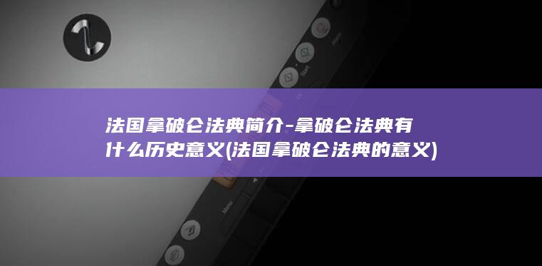 法国拿破仑法典简介-拿破仑法典有什么历史意义 (法国拿破仑法典的意义)(图1)
